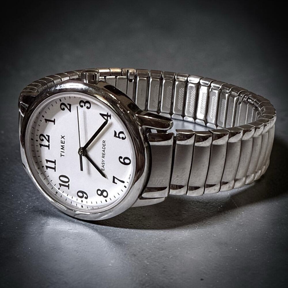 Timex Easy Reader Watch Women Stainless Steel Stretch Indiglo Dial 30mm WORKS